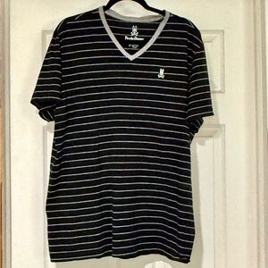 Psycho Bunny Black Tee with White Stripes